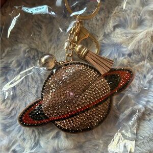 Brown Planet Keychain Bag Charm